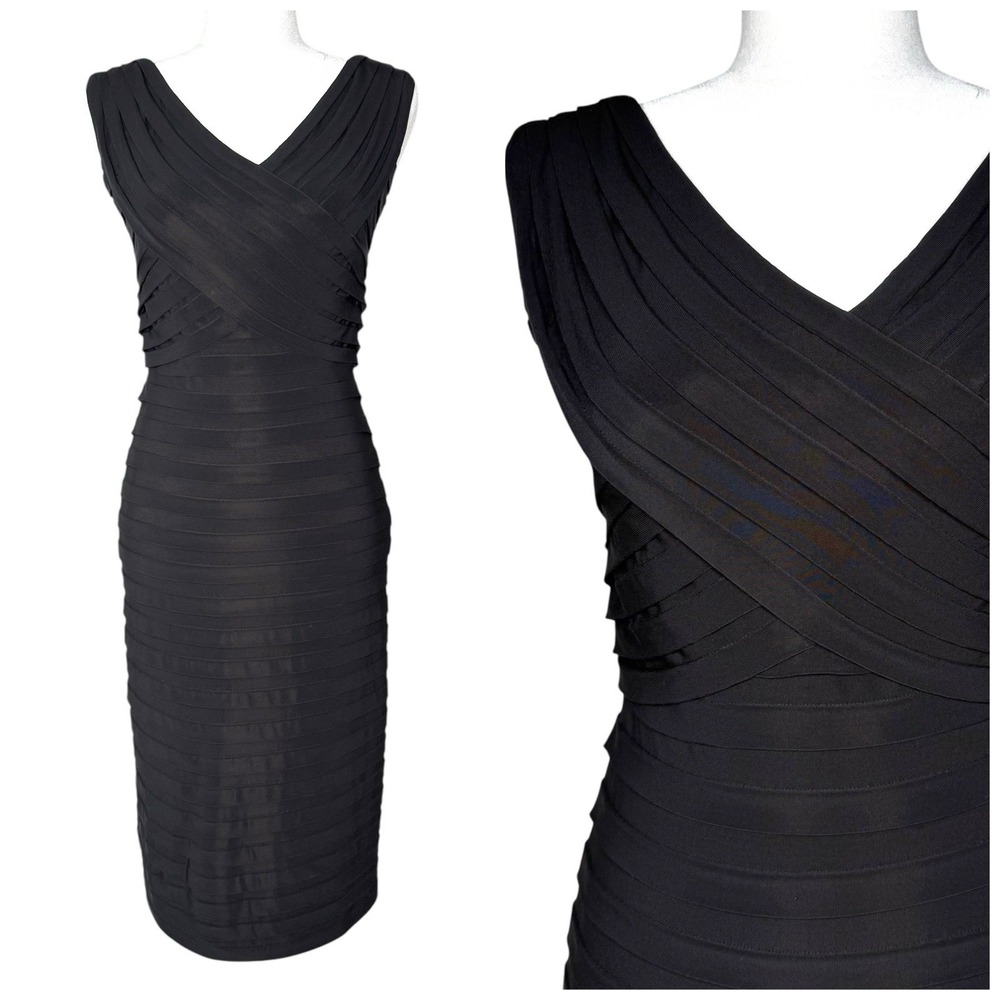 Cache Black Sleeveless Midi Bandage Dress